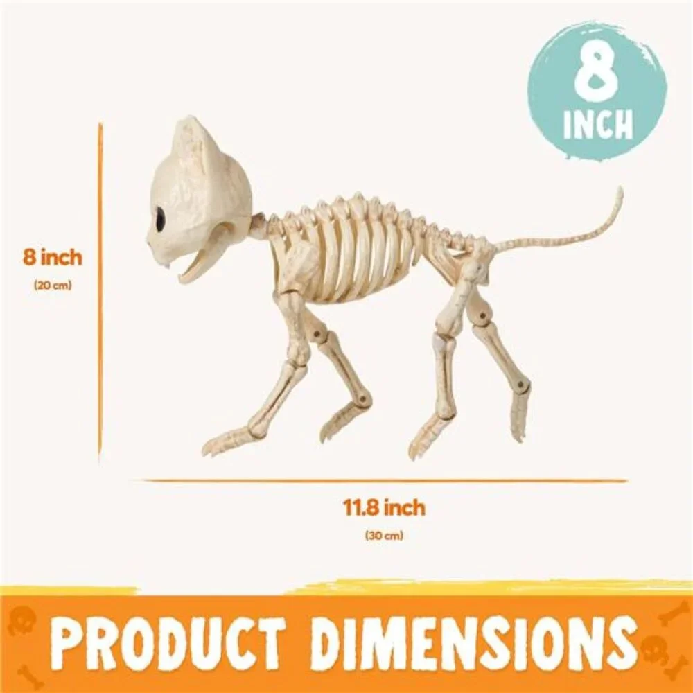 Cat Skeleton Halloween Decorations 8 Inch Plastic Animal Skeletons with